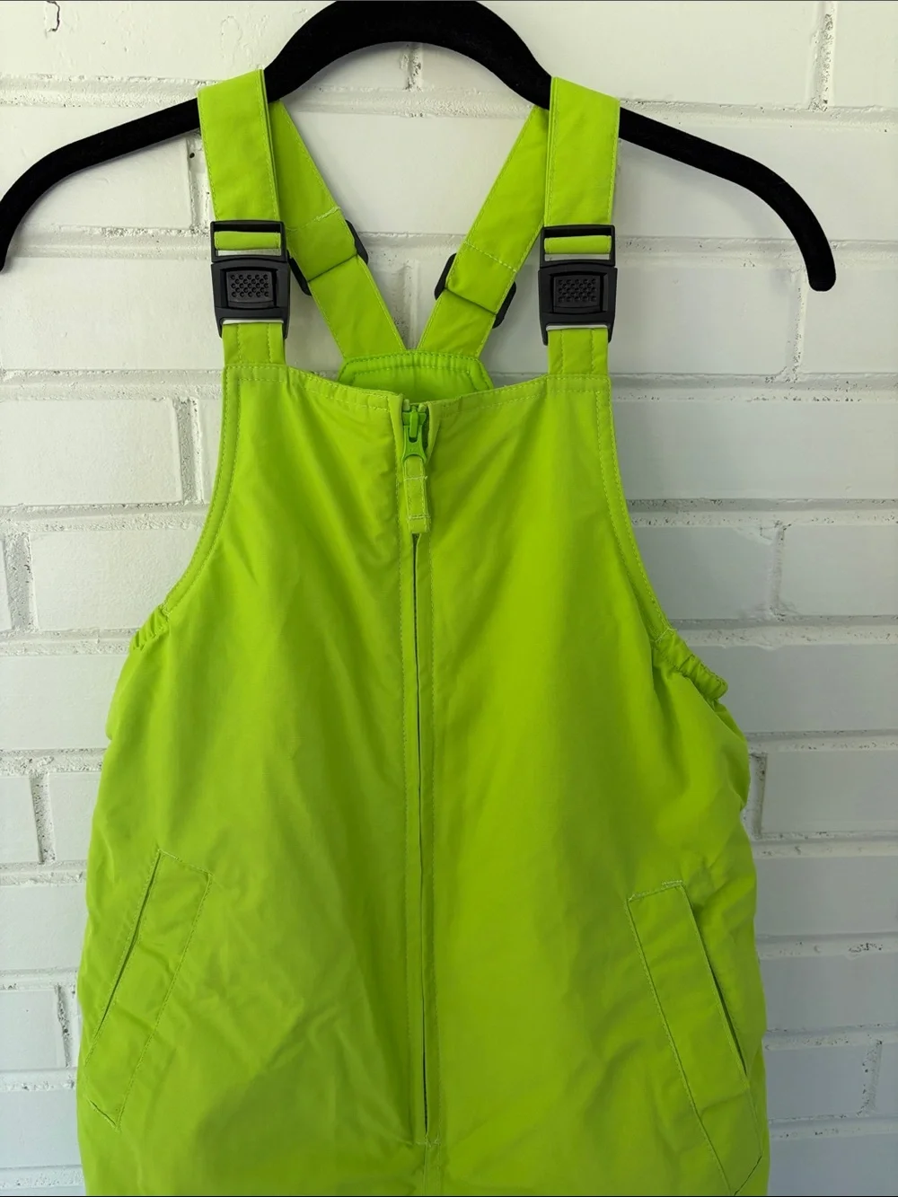 Lands' End Bright Lime Green Kids Snow Bib Overalls size 10